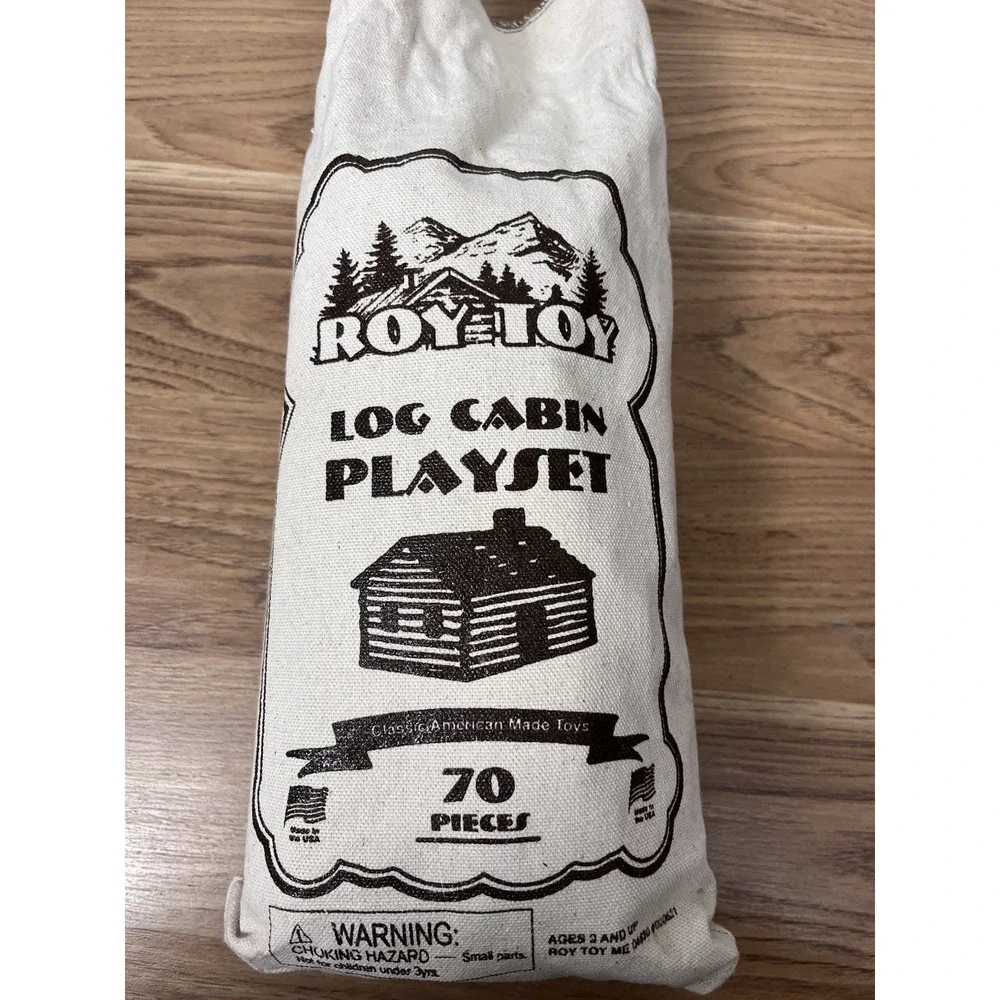 Roy Toy Special Edition Log Cabin Playset 70 Pieces Made Is USA‎ - Used.